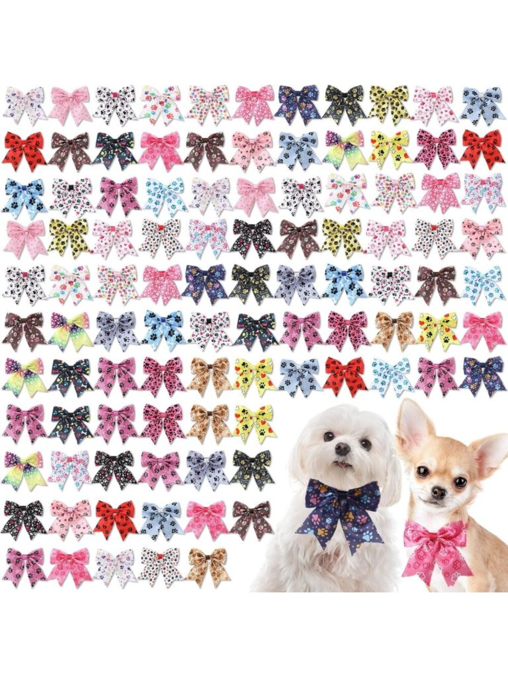100 Pcs Adjustable Dog Bow Ties & Cat Bowties - Pet Grooming Accessories for